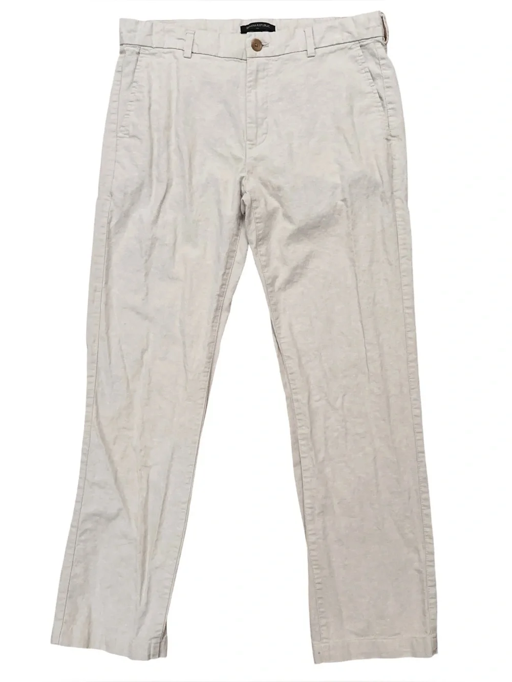 Banana Republic Pants Mens Size 33x32 Flat Front Linen Cotton Straight Leg Beige